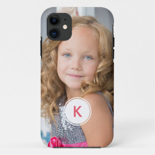 カスタムなモノグラムの円のパーソナライズな写真テンプレート iPhone 11 ケース