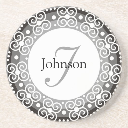 カスタムなモノグラムの結婚式 コースター (正面)