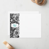 カスタムなモノグラムの花のサイド・バーNotecard ノートカード (正面/裏面インサイチュ)