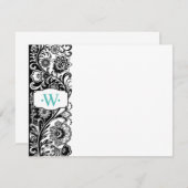 カスタムなモノグラムの花のサイド・バーNotecard ノートカード (正面/裏面)