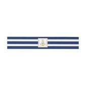 カスタムなモノグラムの金ゴールドの濃紺のストライプの結婚 招待状ベリーバンド (フラット)