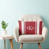 カスタムなモノグラム及びえんじ色ストライプパターン| ランバークッション (椅子)