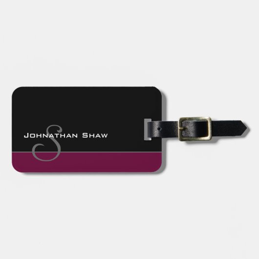 カスタムなモノグラム5 (バーガンディ) ラゲッジタグ (正面横)