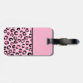 カスタムなモノグラム。 黒く、ピンクのヒョウの印刷物 ラゲッジタグ (裏面横)