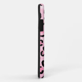 カスタムなモノグラム。 黒く、ピンクのヒョウの印刷物 Case-Mate iPhoneケース (裏面/右)