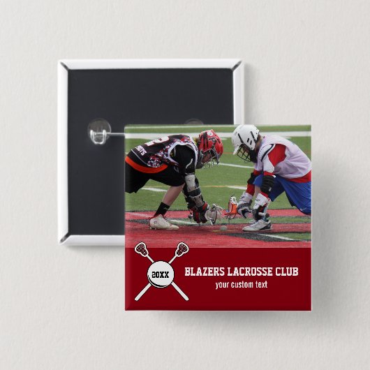 カスタムなラクロスの写真のコラージュのチームプレーヤーの名前 缶バッジ (正面&裏面)