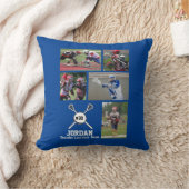 カスタムなラクロスの写真のコラージュの名前のチーム数 クッション (ブランケット)