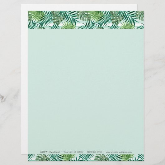 カスタムなレトロのシックな熱帯緑のシュロの葉 レターヘッド (正面/裏面)