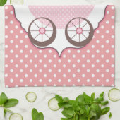 カスタムなレトロのピンクキャリッジベビーシャワー キッチンタオル (折り畳み)