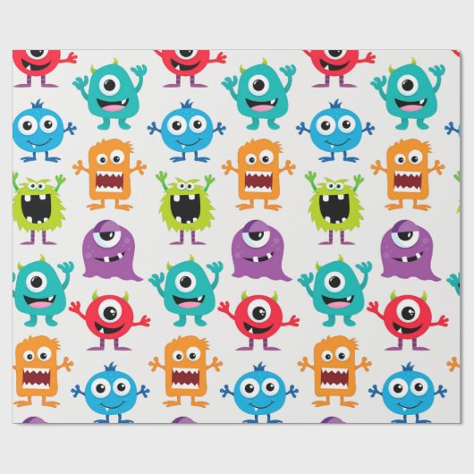 カスタムなレトロモンスターのエイリアン ラッピングペーパー (フラット)