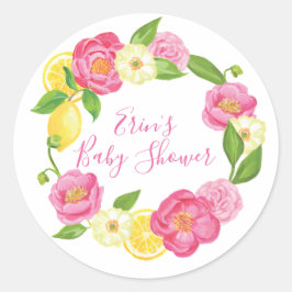 カスタムなレモン花のリースは好意のステッカー感謝していしています ラウンドシール