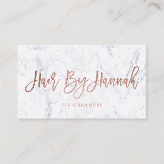 カスタムなロゴのばら色の金ゴールドのタイポグラフィの白い大理石2 名刺 (正面)