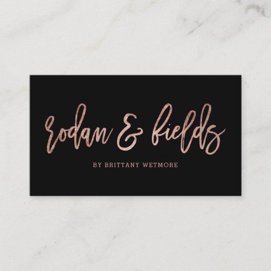 カスタムなロゴのエレガントなばら色の金ゴールドのタイポグラフィの黒 名刺 (正面)