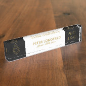 カスタムなロゴのエレガントな白黒の机用ネームプレート デスクネームプレート (側面)