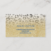カスタムなロゴのフェイクな金ゴールドのグリッターのヒョウの水彩画 名刺 (裏面)