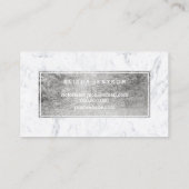 カスタムなロゴのモダンでフェイクな銀製のタイポグラフィの大理石 名刺 (裏面)