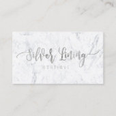 カスタムなロゴのモダンでフェイクな銀製のタイポグラフィの大理石 名刺 (正面)