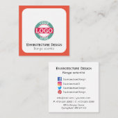 カスタムなロゴのモダンなオレンジ赤 スクエア名刺 (正面/裏面)