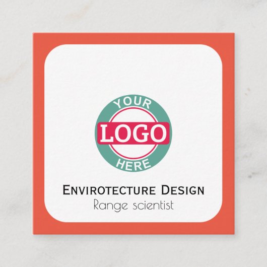 カスタムなロゴのモダンなオレンジ赤 スクエア名刺 (正面)