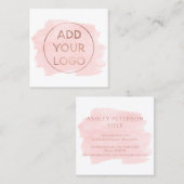 カスタムなロゴのモダンのばら色の金ゴールドのピンクの水彩画 スクエア名刺 (正面/裏面)