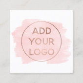 カスタムなロゴのモダンのばら色の金ゴールドのピンクの水彩画 スクエア名刺 (正面)