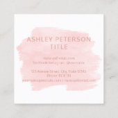カスタムなロゴのモダンのばら色の金ゴールドのピンクの水彩画 スクエア名刺 (裏面)