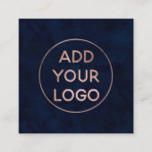 カスタムなロゴのモダンのばら色の金ゴールドの濃紺の水彩画 スクエア名刺 (正面)