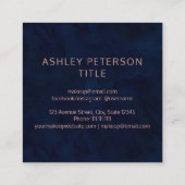 カスタムなロゴのモダンのばら色の金ゴールドの濃紺の水彩画 スクエア名刺 (裏面)