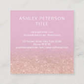 カスタムなロゴのモダンのグラデーションなばら色の金ゴールドのグリッターの薄紫 スクエア名刺 (裏面)