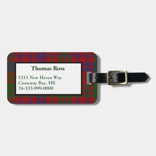 カスタムなロスのタータンチェック格子縞の荷物のラベル ラゲッジタグ (正面横)