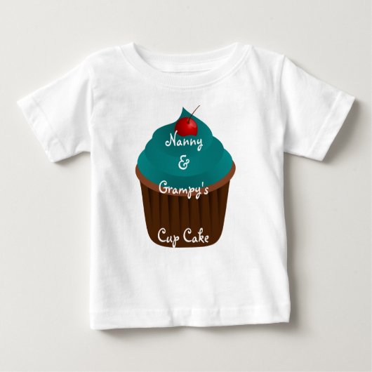 カスタムなワイシャツの乳母及びGrampyのコップのケーキ ベビーTシャツ (正面)