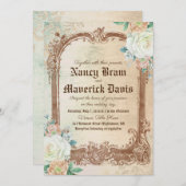 カスタムなヴィンテージのクラシカルな結婚式招待状 招待状 (正面/裏面)