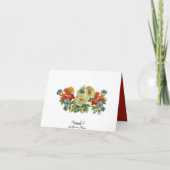 カスタムなヴィンテージのケシおよびヤグルマギクありがとう サンキューカード (裏面)