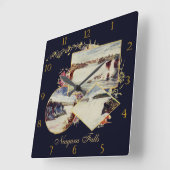 カスタムなヴィンテージのナイアガラ・フォールズの絵画 スクエア壁時計 (傾斜)