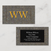 カスタムなヴィンテージのヘリンボンツイードおよび金ゴールドのモノグラム 名刺 (正面/裏面)