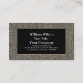 カスタムなヴィンテージのヘリンボンツイードおよび金ゴールドのモノグラム 名刺 (裏面)