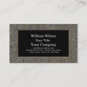カスタムなヴィンテージのヘリンボンツイードおよび金ゴールドのモノグラム 名刺 (裏面)