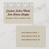 カスタムなヴィンテージのリネン大きい名刺 名刺 (正面/裏面)