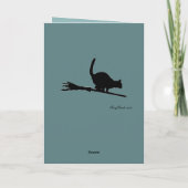 カスタムなヴィンテージの月及び黒猫のハロウィンの誕生日 カード (裏面)