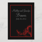 カスタムなヴィンテージの赤い結婚披露宴の夕食メニュー メニュー (裏面)