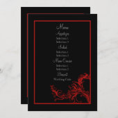 カスタムなヴィンテージの赤い結婚披露宴の夕食メニュー メニュー (正面/裏面)