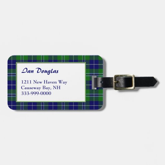 カスタムな一族のダグラスのタータンチェック格子縞の荷物のラベル ラゲッジタグ (正面横)
