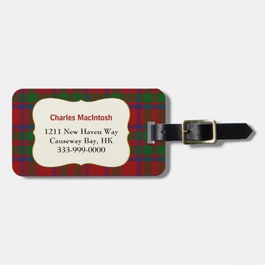 カスタムな一族のマッキントッシュのタータンチェック格子縞の荷物のラベル ラゲッジタグ (正面横)