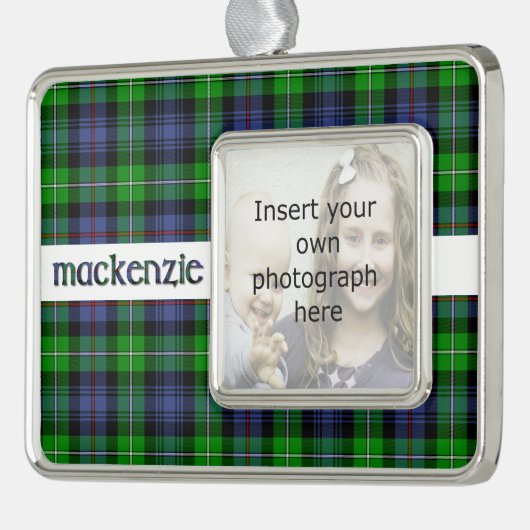 カスタムな一族のマッケンジーのタータンチェックの装飾 シルバープレートフレームオーナメント (左)
