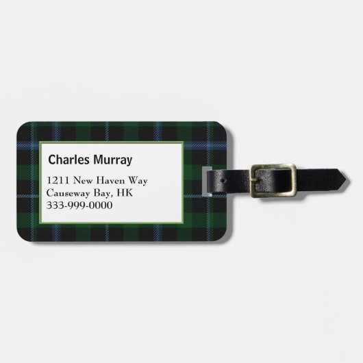 カスタムな一族のマレーのタータンチェック格子縞の荷物のラベル ラゲッジタグ (正面横)