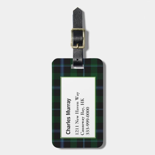 カスタムな一族のマレーのタータンチェック格子縞の荷物のラベル ラゲッジタグ (正面縦)