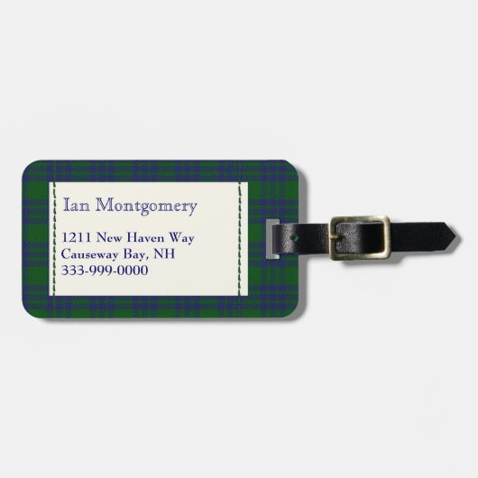 カスタムな一族のモントゴメリーのタータンチェック格子縞の荷物のラベル ラゲッジタグ (正面横)
