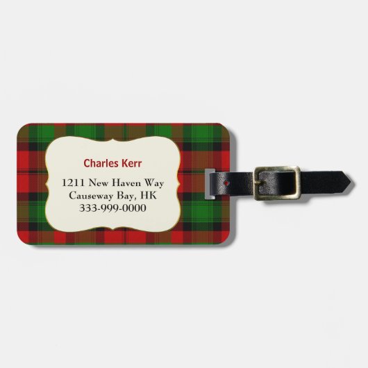 カスタムな一族のKerrのタータンチェック格子縞の荷物のラベル ラゲッジタグ (正面横)