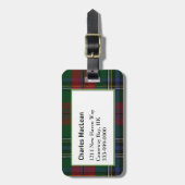 カスタムな一族のMacLeanのタータンチェック格子縞の荷物のラベル ラゲッジタグ (正面縦)