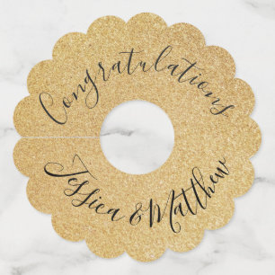 カスタムな上品な金ゴールドのプリントのメッセージおよび名前 ワイングラスタグ